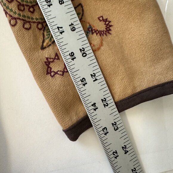 Womens Tan Embroidered Jacket Large 100% Cotton Denim & Co Pockets Button Up - Picture 7 of 8